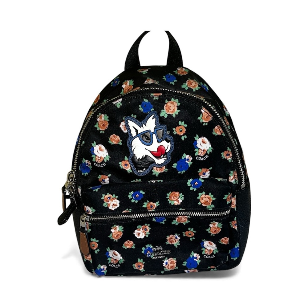 Coach Mini Charlie Backpack in Tea Rose Floral Fox Backpack F57636